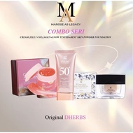 DHERBS COMBO SERI (SUNSCREEN SPF50+BEST SKIN POWDER+JELLY COLLAGEN)MEAKUP SKINCARE