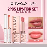 O.TWO.O 2pcs Moisturizing Lipstick Set Satin Lipstick + Color Changing Balm Vaseline Care