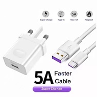 HUAWEI Super Charge Fast Charger UK Plug Charger 5A Type-C Cable For HUAWEI P30 P20 Pro P9 P10 Plus Mate 40 40w adapter