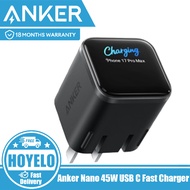 Anker Nano 45W USB C Fast Charger 45W GaN Ultra-Light Charger  with LED Digital Display