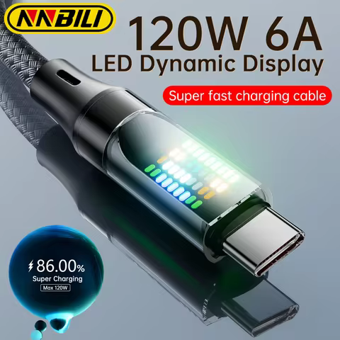 NNBILI 120W Type-C Fast Charging Cable with 6A A-C C-C Nylon Data Cable, Suitable for Huawei, USB C-
