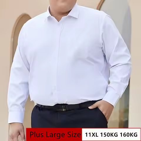 Super Big Size 11XL 10XL 9XL 8XL Dress Shirts For Men Long Sleeve Autumn Spring Regular Fit Social B