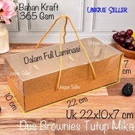 [contents 10] Brownie Cake Box 22x10x7 KRAFT STRAP Mica Lid Full Lamination Thickness 365 Gsm