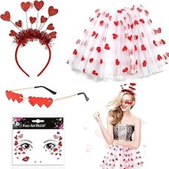 ZITUZY Amor Costume Accessories, Cupid Costume Women, Heart Tutu, Valentine's Day Heart Headband Seq