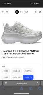 Comme des Garçons x Salomon XT-6 Expanse 厚底白鞋