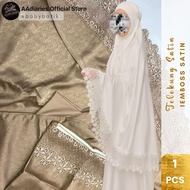 Telekung Sutera Premium Ruffle Set Travel Telekung + Bag / Telekung Emboss Satin Lace Borong / Kain 