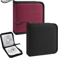 UOCAI Pack of 2 CD Pockets, CD Pockets Storage, CD Folder with Zip, CD Organiser for Car and Home, B