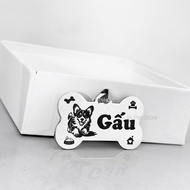 Pet Name Tag - Dog and Cat Name Tag - 2-Sided Laser Engraved Stainless Steel Bone Name Tag