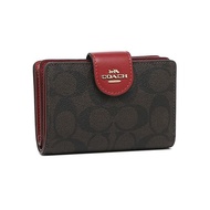 [Coach] Outlet Two Folded Wallet Signature Brown Red Women's Coach C0082 IMRVQ [Parallel Import]]