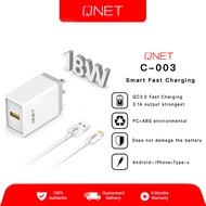 Cell phone charger QNET C-003 3.1A Lighting Micro USB Travel Charger (for Type C, Android &amp; IOS)