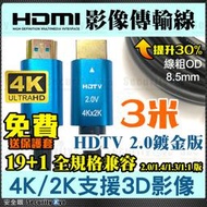 安全眼 HDMI 影像 聲音 傳輸線 4K 2K 2.0 19+1 3米 3M 2160P 輸出 輸入 TV MOD