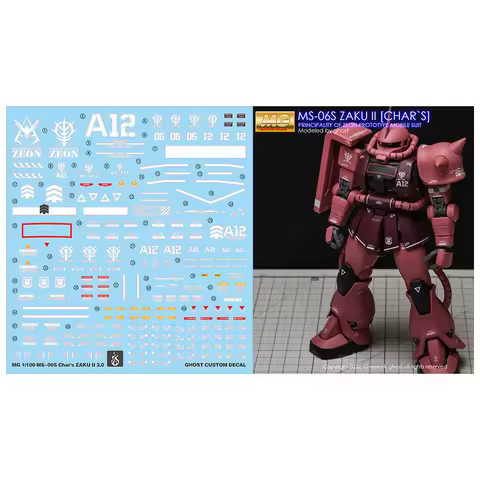 YAN Fluorescent Water Slide Decals For MG 1/100 MS-06S Char's ZAKU II 2.0 Model DIY Upgrade Accessor