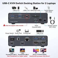 4K60Hz USB C HDMI KVM Docking Station 10Gbps USB 3.2 Ports Dual Monitor 1000Mbps Ethernet Port for 2