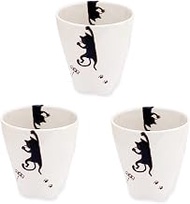 J-kitchens Workshop Sho~ Set of 3 Cat Paw Teacup Black Hasami Ware Made in Japan