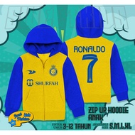 Al Nassr Ronaldo Kids Zipper Hoodie Jacket Al Nassr Jersey Custom Name Kids Hoodie/