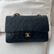 CHANEL CF25 香奈兒25cm 黑金羊皮 vintage