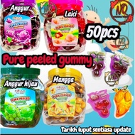 PURE PEELED GUMMY CANDY 50PCS MIX(ANGGUR/LAICI/EPAL/MANGGA)