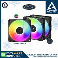 ARCTIC P12 PRO REVERSE A-RGB BLACK Fan 3 Pcs Value Pack | 120mm 12cm High Speed PWM Fan Case
