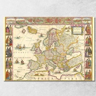 Painting Historical Europe Map With Detailed Borders And Decorative Illustrations map57 Print On