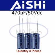 Capacitor 470uf 50V 470uf50V 470uf/50Vdc Size 10x20.0mm Quantity 3 Pieces