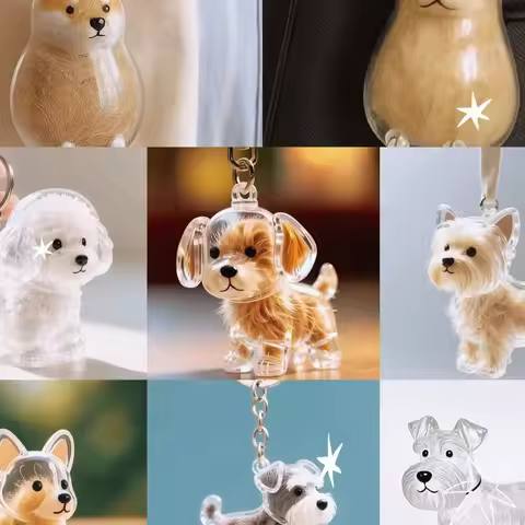 Dog Cat Hair Keychain Fur Container To Fill with Key Ring Accessories Capsule Pendant Storage Bag Pe