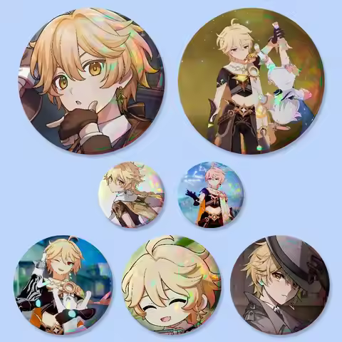 A-aether GI S Badges 25 32 44 58 75 Mm Round Cosplay Pin Bag Decor Fans Collect Friends Gifts Brooch