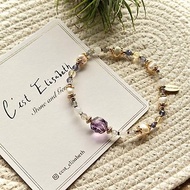 Lavender Vibes - 鑽切紫超七淡水珍珠月亮石拉長石14k包金手鏈