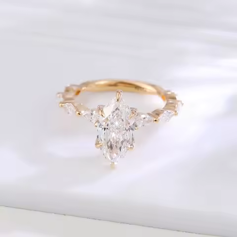 Provence Luxury Ring 9K10K Gold IGI 1ct Marquise Lab Diamond wedding bands Everyday ring cocktail je