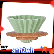 【A-NH】Coffee Filter Ceramic Pour over Coffee Dripper Set for V60 Dripper Removable Dripper with Stand Coffee Funnel Green