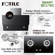 FOTILE JQG9031 Wave Chimney Cooker Hood + GHG78211 Built-in Gas Hob