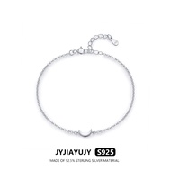 JYJIAYUJY 100% Whole Original Sterling Silver S925 20CM Bracelet Chain In Stock 4mm Crescent Moon St