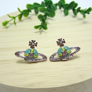 Empress Dowager West Fashion Silver Blue White Lacquer Meteor Earrings-A8008