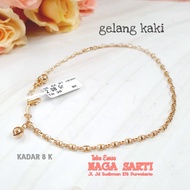 Fancy 2 bell chain gold anklet, 8k (375) p=26cm