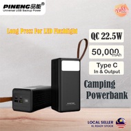 Pineng Powerbank PN-555PD 50000mAh 22.5W Super Fast Charge PN555 2 Type Output and USB QC3 Powerbank