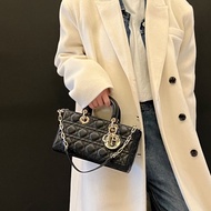 DIOR黑色羊皮金釦Lady D-Joy黛妃包M0613ONGE