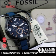Jam Tangan Pria Fossil JR1494 / JR 1494  Nate Chronograph Black &amp; Blue Stainless Steel Original (Garansi 2 tahun) / Support COD / Glowatch.id