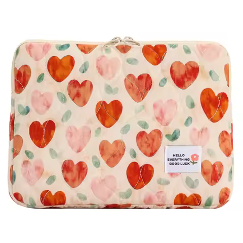 Computer Bag Cute Flower Laptop Sleeve Zipper Cover Portable Computer Cover Bag Water-Resistant Note