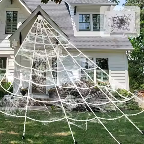 1pc Giant Spider Web Halloween Decoration Outdoor Courtyard and Lawn Spider Web Terror Courtyard Dec