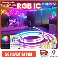 【SG STOCK】5M/3M RGBIC Light Strip Neon Light Bluetooth LED Neon Music Sync Strip IP67 Waterproof