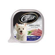 (พร้อมส่ง) อาหารสุนัขเปียก Cesar ซีซ่า ถาดสุนัขแก่ รสไก่งวง กล่อง 24x100 กรัม