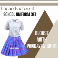 LACAOFACTORY4 SCHOOL UNIFORM BLOUSE WITH  PLEATEAD SKIRT FOR GIRLS PANDAYAN TERNO