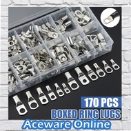 170Pcs / Box SC4-SC25 Battery Copper Cable Lugs Terminals Crimped Soldered Terminal Kit Ring Seal Wi