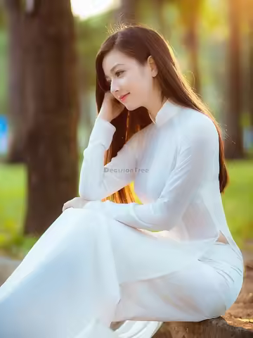 2026 classic vietnam aodai chiffon qipao set chinese style improved slim retro solid color tea garme