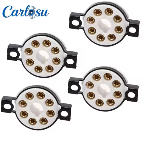 EIZZ High End Ceramic 8pin Octal Vacuum Tube Socket, Gold Brass Pins for EL34 KT88 6550 6V6 274B 6L6