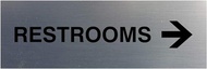 Signs ByLITA Basic Restrooms Right Arrow Directional Sign - Durable Material | Strong Adhesive Tape (Brushed Silver) - Large (10 Pack)