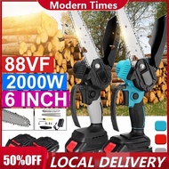 New 6inches 4000RPM Electric Chainsaw 88VF Wood Cutter Saw With 1/2 Battery For 18V Battery