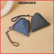 APPEAEA Coin Change Wallet, Portable Mini Triangle Coin Purse,  Canvas with Lanyard Small Storage Ba