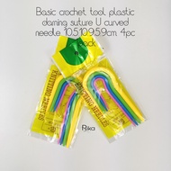 Basic crochet tool plastic darning suture U curved needle RK103 4pc 1pack