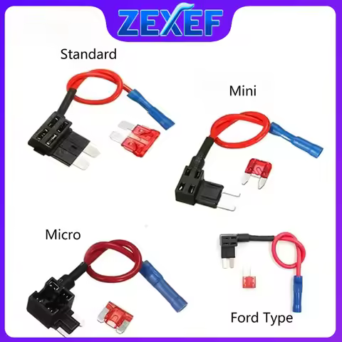 ZEXEF 12V MINI SMALL MEDIUM Size Car Fuse Holder Add-a-circuit TAP Adapter with 10A Micro Mini Stand