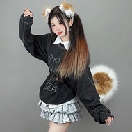 Handmade Plush Dalmatian Ears Headband Folded Dog Beast Ears Headdress for Cosplay Halloween Party P